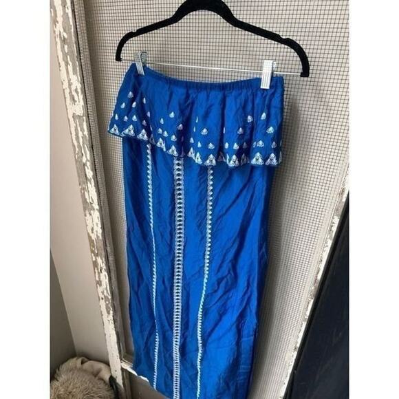 Vineyard Vines | Embroidered Strapless Maxi Blue Y2K Dress size 4 - Picture 2 of 6